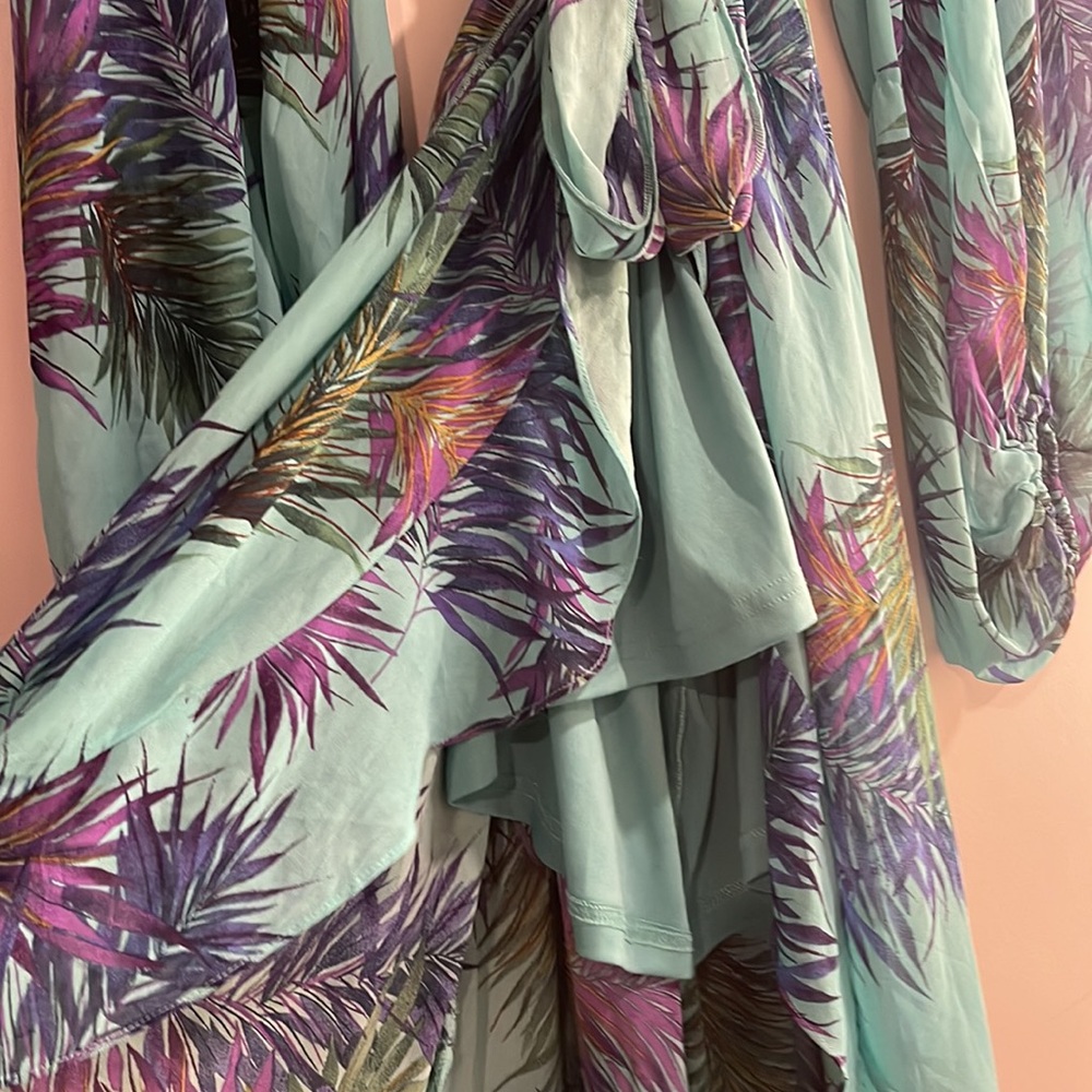 Fashion Nova Teal Tropical Print Midi Dress - Picture 7 of 12